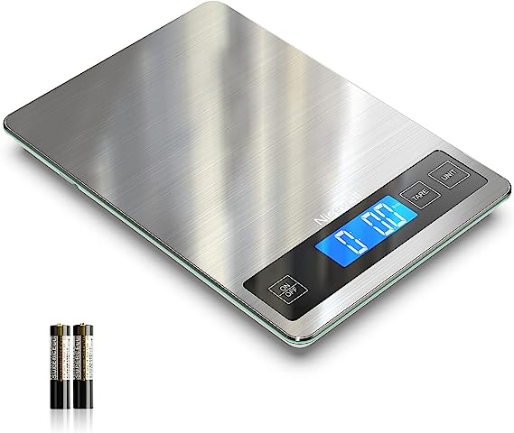 Nicewell Food Scale 22lb Digital Kitchen Scale Weight Grams and oz for Cooking Baking 1g/0.1oz Precise Graduation Stainless Steel and Tempered Glass